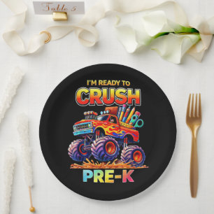 Ready to Crush Pre-K Monster Truck Back to School Paper Plates