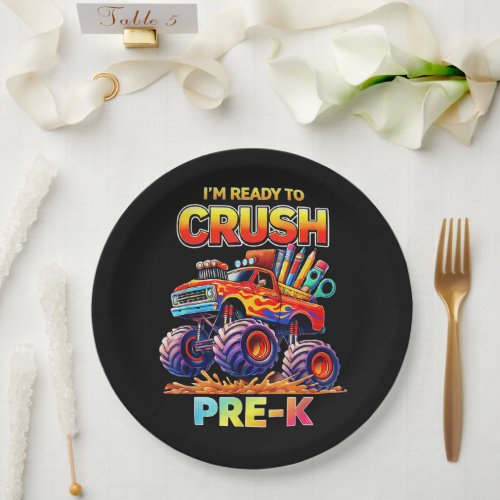 Ready to Crush Pre-K Monster Truck Back to School Paper Plates