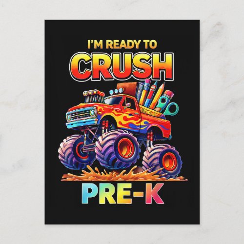Ready to Crush Pre-K Monster Truck Back to School Postcard