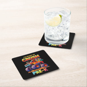 Ready to Crush Pre-K Monster Truck Back to School Square Paper Coaster