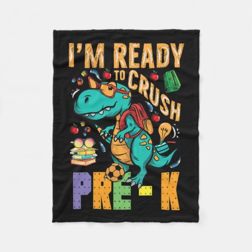 Ready To Crush Pre_k Monster Truck Dino Back To Sc Fleece Blanket
