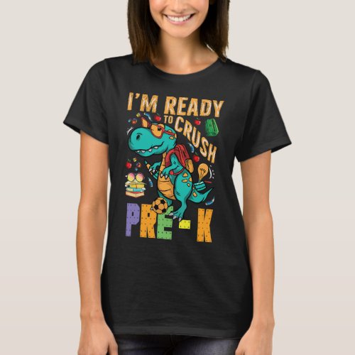 Ready To Crush Pre_k Monster Truck Dino Back To Sc T_Shirt