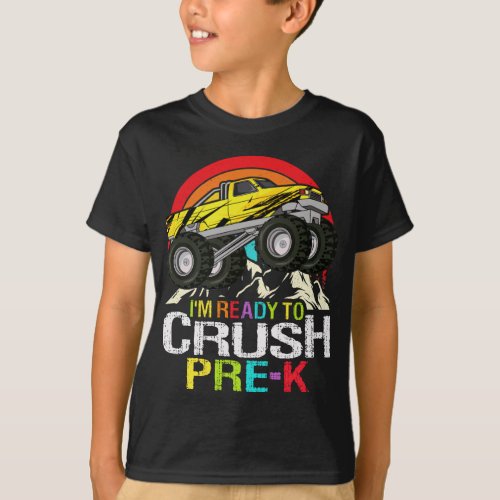 Ready To Crush Pre_k Retro School Monster truck T_Shirt