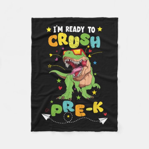 Ready To Crush Pre_k T Rex Dinosaur Back To School Fleece Blanket