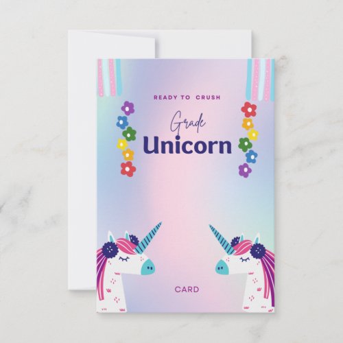 Ready To Crush Third Grade Unicorn Back To School Thank You Card