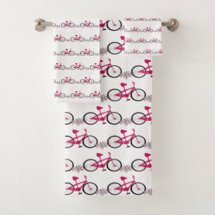 Ready to Cycle Pink Bicycles Bath Towel Set