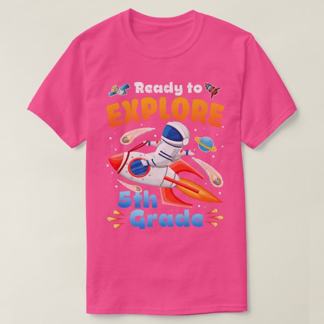 Ready to Eplore 5th Grade Cute Astronaut Boys Girl T-Shirt (Design Front)