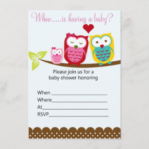 Ready to fill Owls on branch baby shower invitatio Invitation