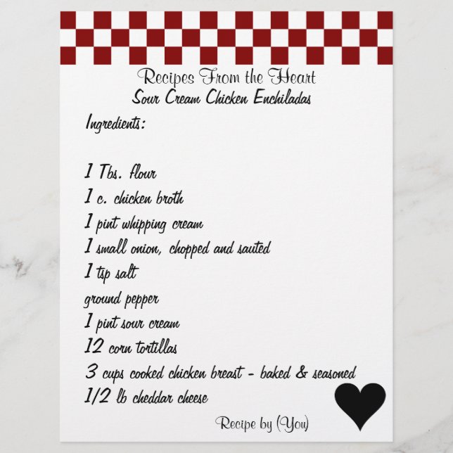 Ready to Go Recipe Sour Cream Chicken Enchiladas Flyer (Front)