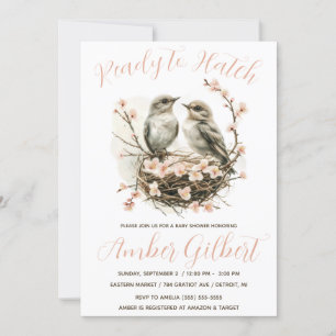 Ready to Hatch, Birds in Nest Baby Shower Invitation