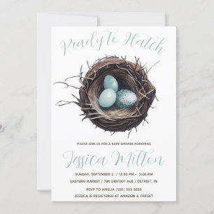 Ready to Hatch, Birds' Nest, Eggs Baby Shower Invitation