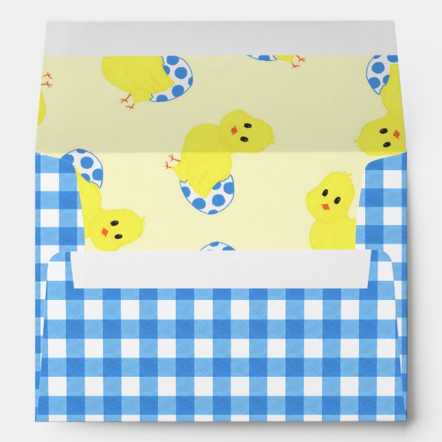 Ready To Hatch Chicky Boy Baby Shower Envelope (Back (Bottom))
