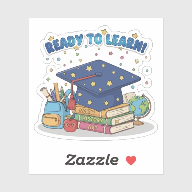 Ready to Learn Cute School Supplies Graduation Sticker (Sheet)