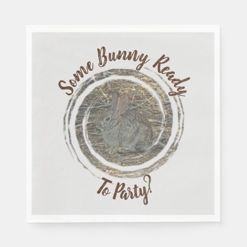 Ready To Party Brown Bunny Pun Humor Gathering Napkins