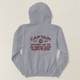 Ready to Personalize Captain Firefighter Jacket Embroidered Hoodie