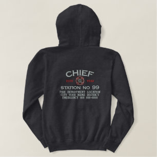 Ready to Personalize Chief Firefighter Embroidery Embroidered Hoodie