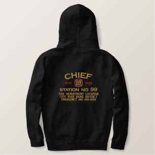 Ready to Personalize Chief Firefighter Embroidery Embroidered Hoodie