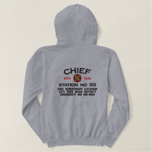 Ready to Personalize Chief Firefighter Embroidery Embroidered Hoodie