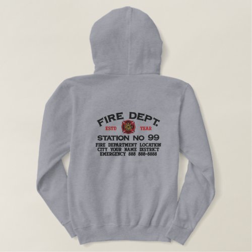 Ready to Personalize Fire Department Firefighter Embroidered Hoodie
