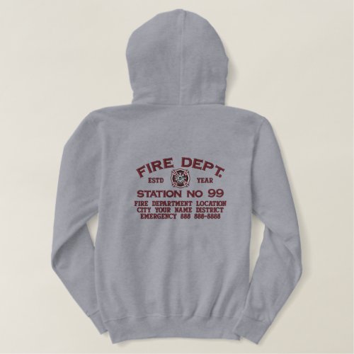 Ready to Personalize Fire Department Firefighter Embroidered Hoodie