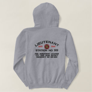 Ready to Personalize Lieutenant Firefighter Jacket Embroidered Hoodie