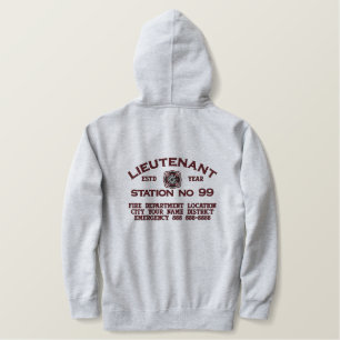 Ready to Personalize Lieutenant Firefighter Jacket Embroidered Hoodie