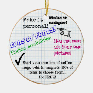 Ready to personalize with pics and/or text ceramic ornament
