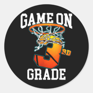 Ready To Play 3rd Grade Basball Back To School Classic Round Sticker
