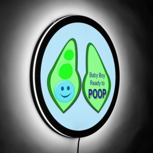 Ready to Poop Baby Boy Blue Pea Custom Newborn LED Sign