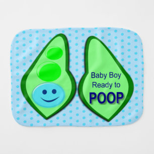 Ready to Poop Baby Boy Funny Blue Pea Burp Cloth