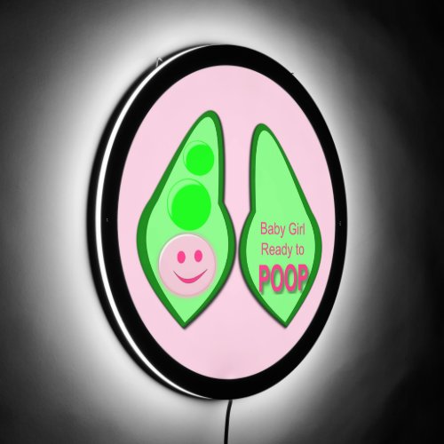 Ready to Poop Baby Girl Pink Pea Newborn LED Sign