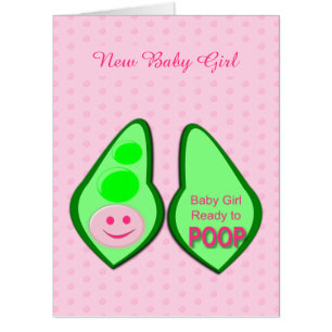 Ready to Poop Funny New Baby Pink Pea Custom Card