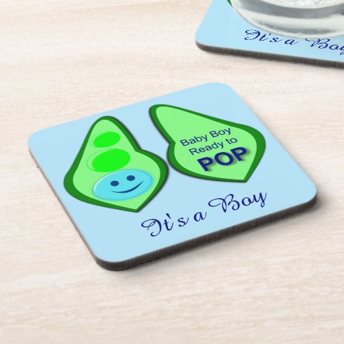 Ready to Pop Baby B Gender Reveal Beverage Coaster