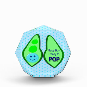 Ready to Pop Baby Boy Blue Pea Acrylic Award