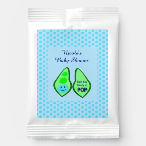 Ready to Pop Baby Boy Blue Pea Baby Shower Custom Hot Chocolate Drink Mix