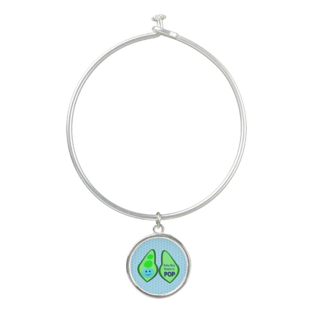 Ready to Pop Baby Boy Blue Pea Bangle Bracelet (Front)