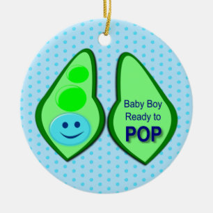Ready to Pop Baby Boy Blue Pea Ceramic Ornament