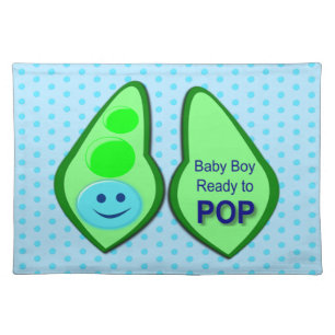 Ready to Pop Baby Boy Blue Pea Cloth Placemat