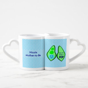 Ready to Pop Baby Boy Blue Pea Custom Coffee Mug Set