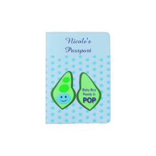 Ready to Pop Baby Boy Blue Pea Custom Passport Holder