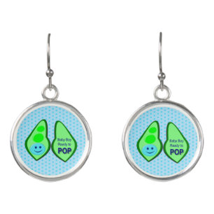 Ready to Pop Baby Boy Blue Pea Earrings