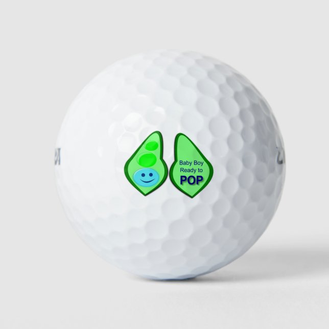 Ready to Pop Baby Boy Blue Pea Golf Balls (Front)