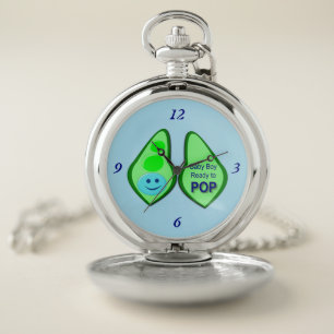 Ready to Pop Baby Boy Blue Pea Pocket Watch