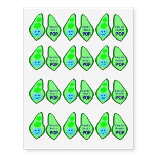 Ready to Pop Baby Boy Blue Pea Temporary Tattoos