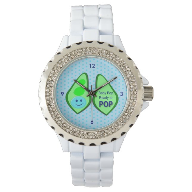 Ready to Pop Baby Boy Blue Pea Watch (Front)