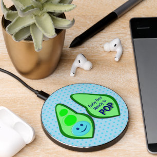 Ready to Pop Baby Boy Blue Pea Wireless Charger