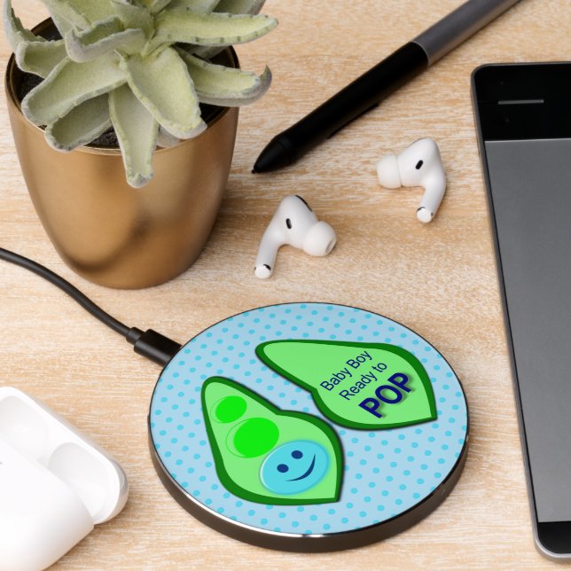 Ready to Pop Baby Boy Blue Pea Wireless Charger (Desk 2)