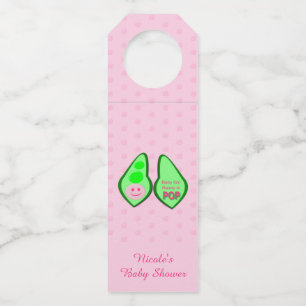 Ready to Pop Baby Girl Pink Pea Baby Shower Custom Bottle Hanger Tag