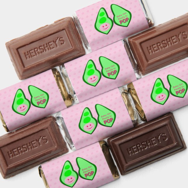 Ready to Pop Baby Girl Pink Pea Baby Shower Custom Hershey's Miniatures (Assorted)