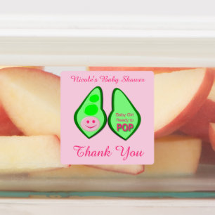 Ready to Pop Baby Girl Pink Pea Baby Shower Custom Labels